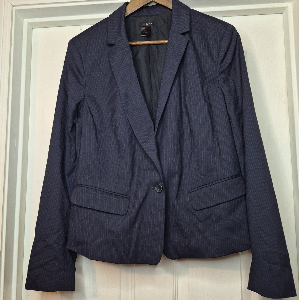 Ann Taylor Navy Pinstripe Women's Blazer Size 14